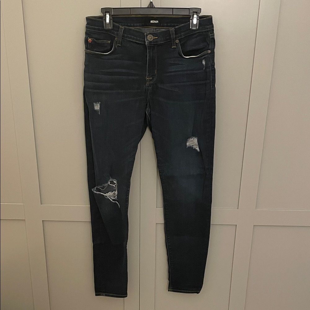Hudson Jeans Women's Dark Wash Distressed Skinny Jeans